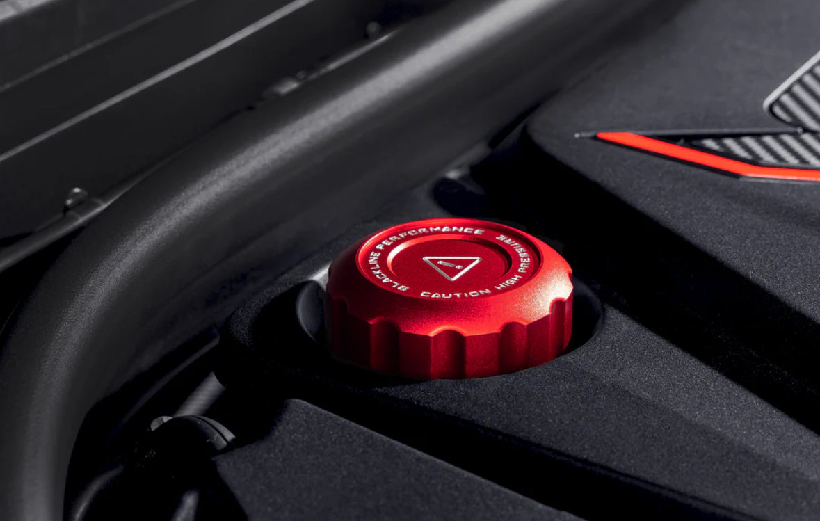 BMW 2017+ S63/S68 Engine BLACKLINE Performance Edition RED Cap Set (Oil Cap / Coolant Caps)