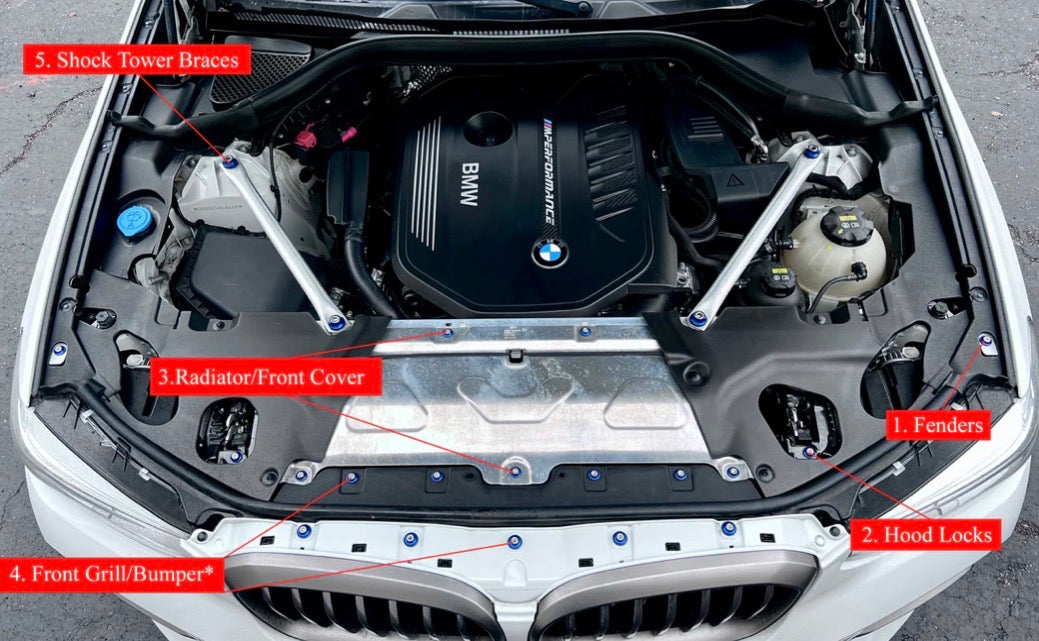 Titanium BMW 2018+ X3/X4 Dress Up Hardware Kit (F97/F98/G01/G02)
