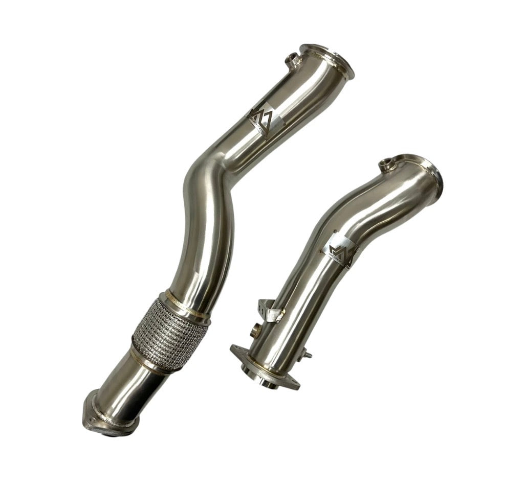 MAD BMW 2021+ S58 G80 G82 G83 G87 M3 M4 M2 3.5" Downpipes Catless Hydroformed