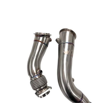 MAD BMW S55 3.5" Fat Boy Downpipes M2C M3 M4 W/ Flex Section
