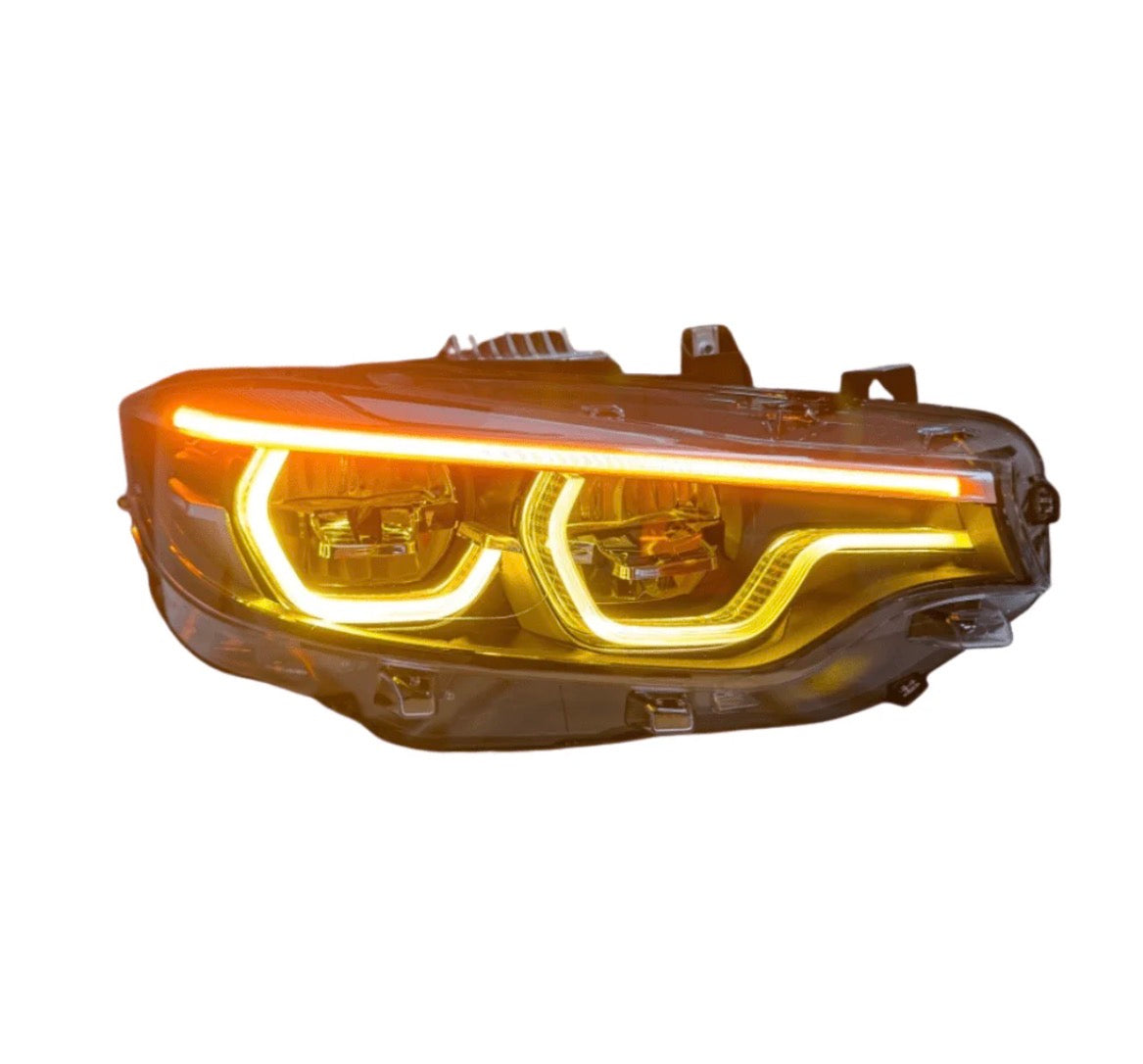 F8x M3/M4 & F32 V2 Ikon Style Tricolor Yellow/White/Amber Headlights 1 to 1 (2014 - 2020)