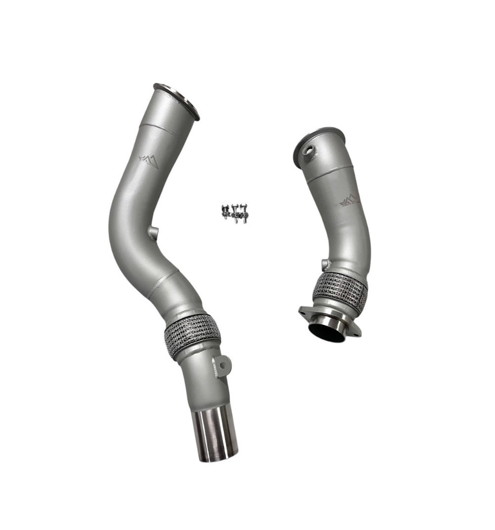 MAD BMW S55 3.5" Fat Boy Downpipes M2C M3 M4 W/ Flex Section