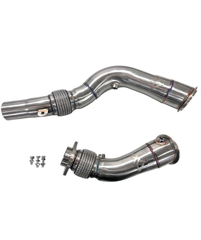 MAD BMW S55 3.5" Fat Boy Downpipes M2C M3 M4 W/ Flex Section
