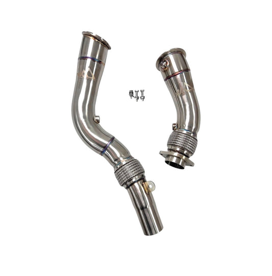 MAD BMW S55 3.5" Fat Boy Downpipes M2C M3 M4 W/ Flex Section