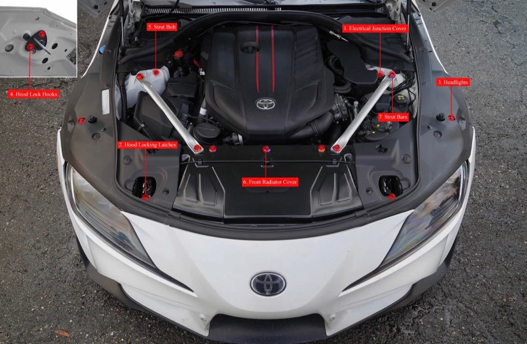 Titanium Toyota Supra 2020+ MK5 Billet Dress Up Hardware Kit (A90/A91)