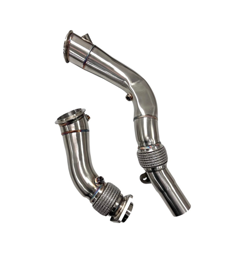 MAD BMW S55 3.5" Fat Boy Downpipes M2C M3 M4 W/ Flex Section