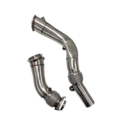 MAD BMW S55 3.5" Fat Boy Downpipes M2C M3 M4 W/ Flex Section