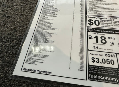 Custom BMW Window Label Monroney (with mods)