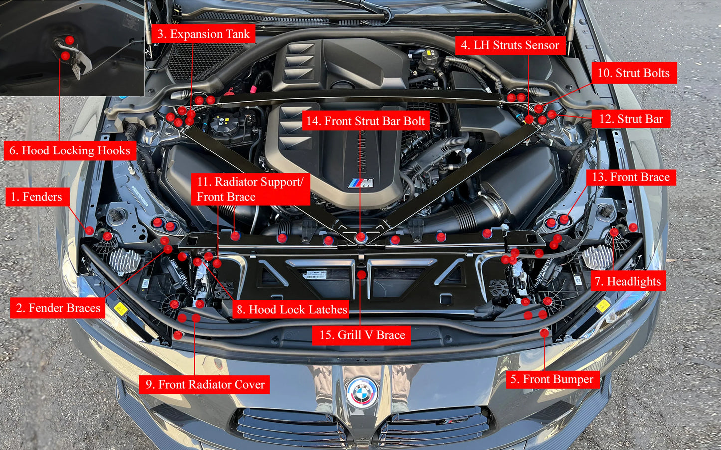 Titanium BMW G8x 2020+ Deluxe Billet Dress Up Hardware Kit (M3/M4)