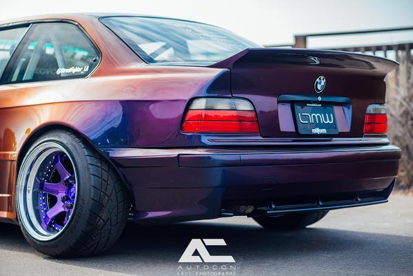 back angled shot of BMW E36 with Custom Rear Spoiler