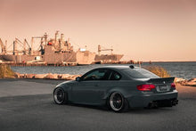 Load image into Gallery viewer, side rear angled view of BMW E92 with Custom Wide Body Kit
