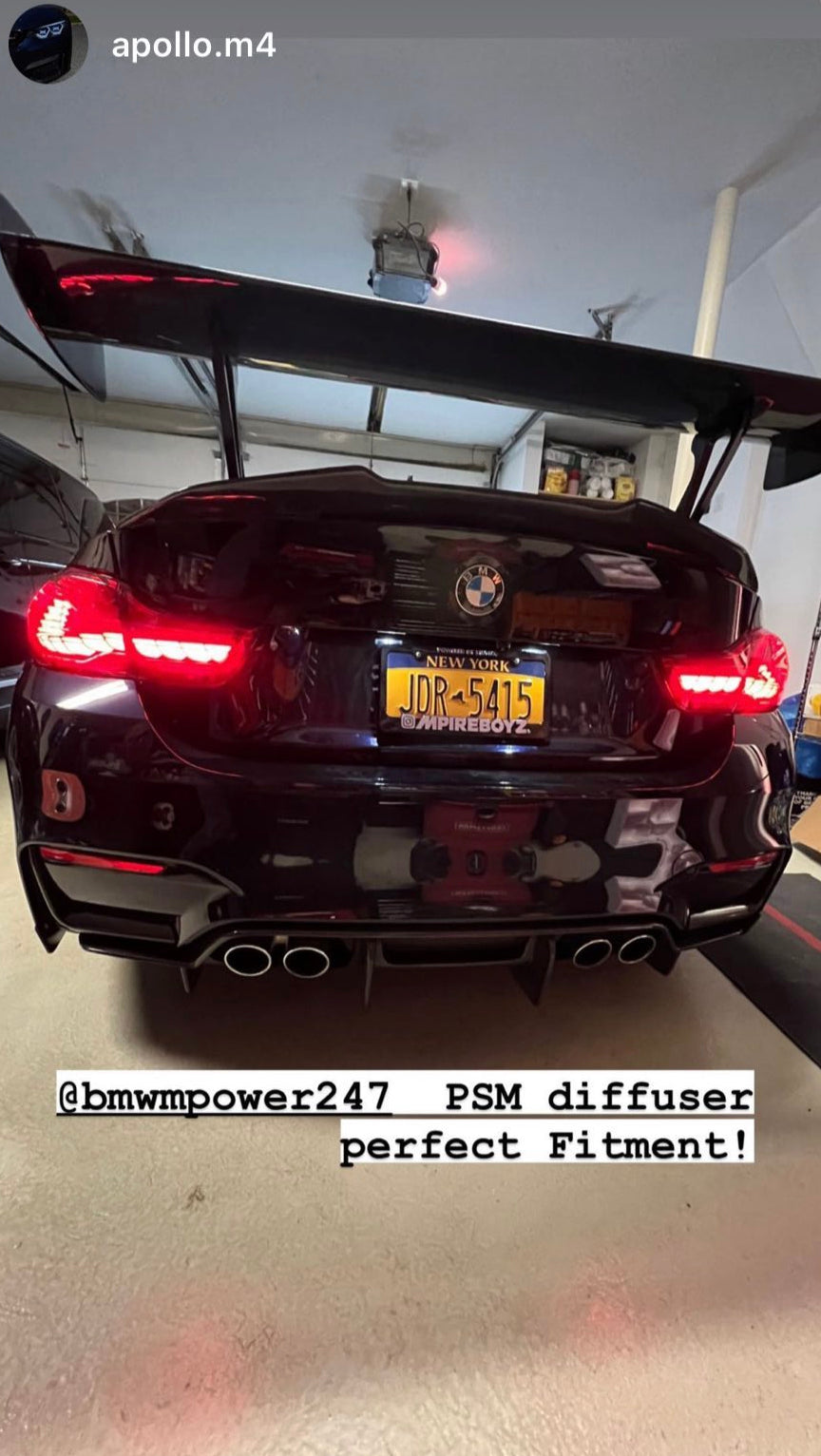 F8x M3/M4 PSM Style Rear Carbon Fiber Diffuser